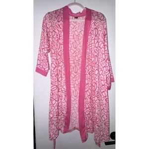 BEBE Sleepwear Pink Logo 3/4 Sleeve Belted Robe Womens Large Vintage